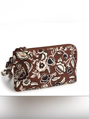 Vera Bradley Women's Nylon Zip Wristlet Bubbly Flowers Cinnamon
